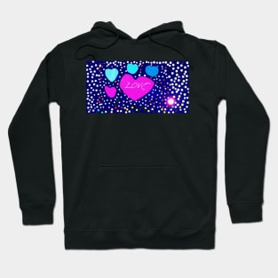 Valentine Love, Heart, and Celestial Stars Hoodie